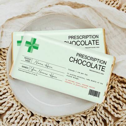 6pcs/Set, Personalised Prescription CHOCOLATE Label Sticker Funny Novelty Gift Birthday Anniversary, Funny Joke Happily Chocolate For Party Decoration, Creative Gift For Friends, Family