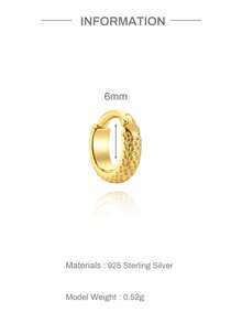 1只6/8/10毫米925纯银耳环，女士经典18K镀金耳环，耳骨耳环，日常佩戴，婚礼派对，订婚，精致珠宝 - 金色 - 查看 14