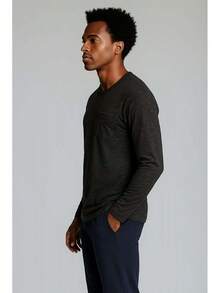 4 Pack: Men's Dry-Fit Active Athletic Long Sleeve Pocket Crew-Shirt Outdoors UPF 50 (S-5XLT), Breathable,-Wicking - Set 4 - View 5