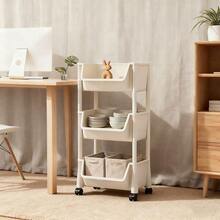 3/5-Layer Wheeled Mobile Bookshelf Storage Cart - Compact Rolling Bookshelf For Learning Organizer, Home Office, Classroom, Bedroom, Library - Space Saving And Easy To Assemble - Suitable For Students And Professionals, Bookshelf Furniture, Easy Assembly, Christmas Gifts - 3層簡約白 - 查看 4
