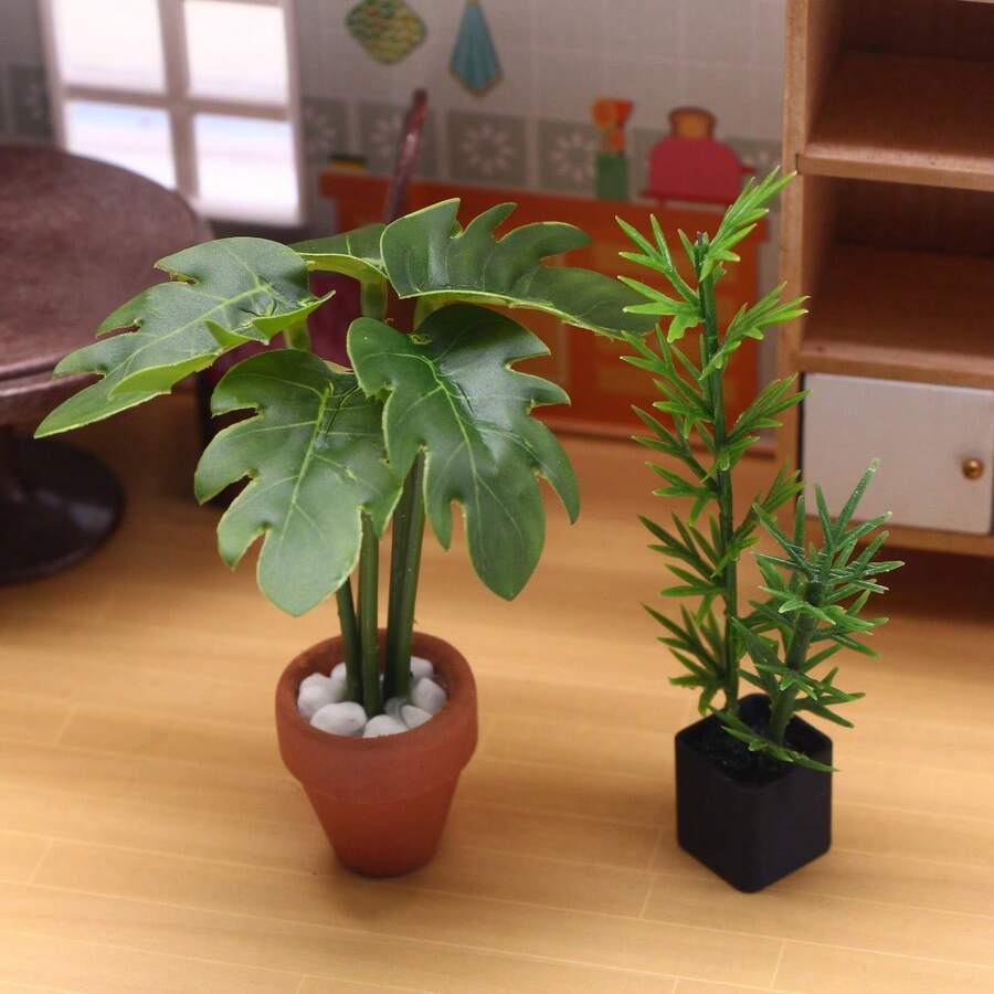 Mini Realistic Potted Green Plant Model Accessories, Miniature Living Room Bedroom Decor Scenery Model, Pocket Sized Scenery DIY Parts, Collectible Gift For Hobbyists And Enthusiasts - Multicolor - View 1