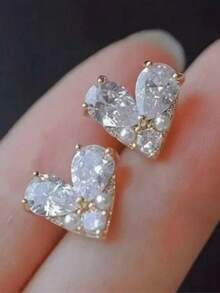 1 Pair Ins-Style Minimalist Heart Shaped Earrings, Exquisite Design - Multicolor - View 4