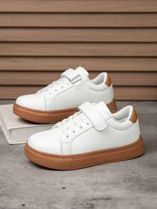 1 para dziecięcych trampek w stylu retro, lekkie, z miękką podeszwą, unisex, do szkoły i do pracy, uniwersalny design - Brązowy - Zobacz 8