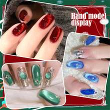 10pcs 7ml Red Blue Cat Eye Gel Nail Polish Set With Magnet Stick, Sparkle Glitter Snowflake Sequins Gel Polish Semi Permanent Soak Off UV LED Gel Varnish Manicure Nail Art DIY For Salon And Home Nail Supplies - 彩色 - 查看 7