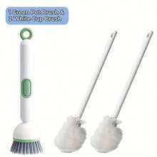 3 Piecesdishwashing Brush: Rotating Brush With Detergent Dispenser + 2 Long-Handled 90° Cup Brushes - Multi-Functional Kitchen Cleaning Set, Easily Removes Grease, Stubborn Stains And Hard-To-Reach Areas - Multicolor - View 11