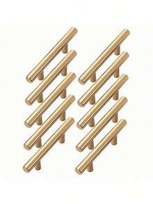 10 PIEZAS Tiradores de gabinete dorados - Manijas de gabinete de cocina, acabado en níquel cepillado, perillas de cajón de acero inoxidable, adecuados para cajones - Multicolor - Ver 1