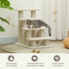 PawHut Pet Stairs For Dogs And Cats, 4 Steps, Beige Plush, 63.5 X 43 X 60 Cm, Ideal For Senior Pets - Apricot - View 4