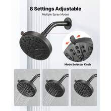 Tub And Shower Faucet Set, Complete With 5-Inch Rainfall Shower Head And Bathtub Spout, 8-Setting Adjustable Spray, Single-Handle Tub Trim Kit With Brass Pressure Balancing Valve, Matte Black - 5-Inch(3.68 lbs) - 查看 5