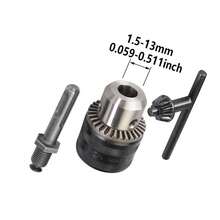 SDS Plus免匙夹头适配器 - 1.5-13mm钻夹头带扳手，可将冲击钻转换为标准钻（冲击功能禁用） - 黑色 - 查看 6