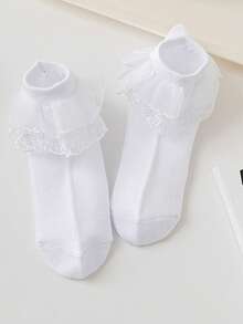 5 Pairs Cotton Colorful Dopamine Candy Color Lace Trim Princess Dance Socks For Toddlers & Kids - Multicolor - View 6