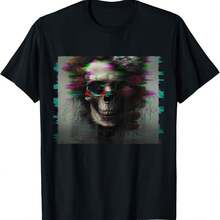 Goth Aesthetic Grunge Occult Emo Satanic Waporvave Skull T-Shirt - Negro - Ver 1