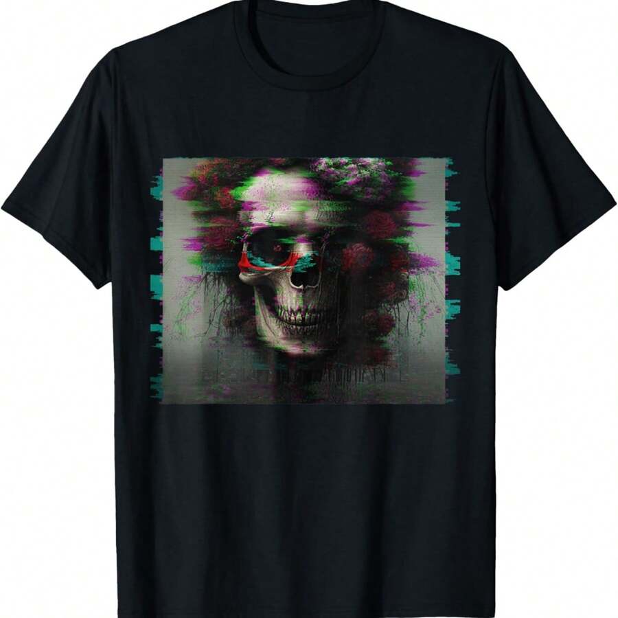 Goth Aesthetic Grunge Occult Emo Satanic Waporvave Skull T-Shirt - Negro - Ver 1