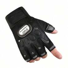 1Pair Fingerless Gloves Half Finger Men Gloves Anti-Slip Outdoor Sports Bicycle Gloves Riding Gloves - Black - View 6