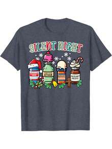 Christmas Nurse Silent Night Propofol Xmas Scrub Top Women T-Shirt - Black - View 4