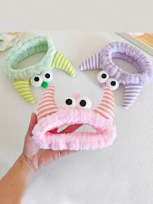 1 pieza Diadema de felpa de coral, diadema linda, diadema de poliéster creativa para maquillaje facial, muñequera de toalla de baño, adecuada para lavarse la cara/sudar, diadema impermeable, adecuada para cuidado de spa, cuidado de la piel, yoga, deportes, accesorios para el cabello de fiesta de chicas - Multicolor - Ver 2