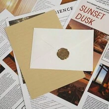 Textured Linen-Patterned Letter Paper Set, Western-Style Specialty Paper, Vintage-Style Book Invitation, Linen-Patterned Postcard, Storage Envelope - Multicolor - View 2