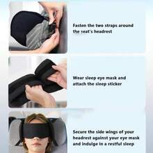 Airplane Travel Pillow, Neck Pillow With Eye Mask For Long-Haul Flights To Enhance Sleep Comfort And Block Out Light & Noise - màu đen - Xem 5
