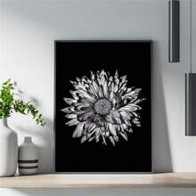 1 张大丽花海报，墙面艺术，海报印刷，墙面装饰，大丽花，黑白，花卉艺术，植物艺术，极简设计，当代艺术，现代极简风格海报，客厅和卧室装饰，浴室装饰，理想礼物，无框 - 彩色 - 查看 8
