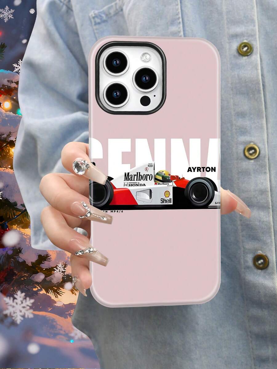 Formula Racing Car Pattern Phone Case Pink Background For IPhone 14 Pro Max All-Over Print Mixed-Color Phone Cases - Compatible With Phone 17 PRO MAX/17 AIR/15 Pro Max/16 PRO MAX, Galaxy S22/S23/S24/S23 Plus/S24 Ultra/S25/A15/A33/A23. Essential For Daily Commuting, Non-Yellowing. Perfect Gifts For Halloween, Virgin Mary's Day, Independence Day, Christmas, Valentine's Day, As Well As Birthdays Of Friends And Family - 混色1 - 查看 1