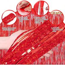 Red Streamers Red Birthday Decorations - Foil Fringe Curtain Decorations Party Decorations Movie Night Decorations - 2 Packs - 2 + Sao Đỏ - Xem 2