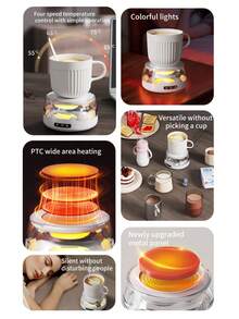 可调节温度保温杯垫 - LED灯电热保温杯垫，适用于桌面，恒温咖啡/奶茶保温垫，白色保温杯底座，适合办公室宿舍，是送给朋友和家人的完美礼物