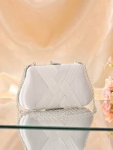 NOCTURNE 商务时尚装饰水桶包，迷你抽绳设计，透明包身，仿珍珠装饰，晚宴包，晚宴包 - 魅力十足，优雅精致，低调奢华，水钻点缀，是派对女孩的理想之选。适合女士、新娘、晚宴/宴会、圣诞派对等场合，与伴娘礼服完美搭配，是新娘、新娘送礼会、派对等场合的优雅之选，也是搭配派对、婚礼舞会礼服/宴会礼服、节日派对礼服、晚礼服和亮片礼服的完美选择。 - 銀色 - 查看 2