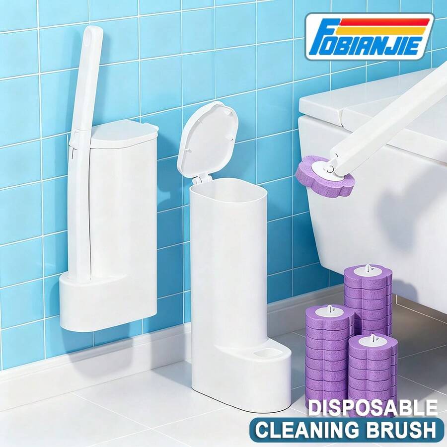 FOBIANJIE Disposable Toilet Brush - Toilet Bowl Cleaner, Toilet Cleaning Supplies, Toilet Brush With Holder, 36/54 Refills For Cleaning And Hygienic Bathroom Maintenance - Multicolor - View 1