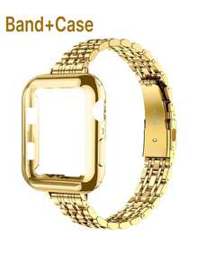 14毫米超薄不锈钢表带，兼容，搭配柔软防刮的金色TPU保护壳，适用于 Series 11/10/9/8/7/6/5/4/3/2/1/SE/SE2，尺寸包括38毫米、40毫米、41毫米、42毫米、44毫米、45毫米、46毫米和49毫米。内置屏幕保护膜，防震保护壳。金色表带，适合女性在派对、聚会、海滩活动、日常穿搭等场合佩戴，也是圣帕特里克节送给成年女性的礼物，尽显奢华纤细之美。 - 金色 - 查看 14