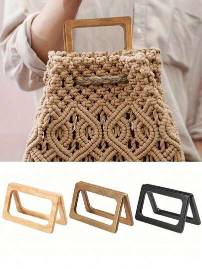 3 pares de asas de madera para bolsos, accesorios de bricolaje para bolsos, adecuados para bolsos y carteras hechos a mano, renovación de bolsos, materiales de artesanía, transformación de bolsos, universales, de madera lisa, resistentes al desgaste, artesanía hecha a mano, estilo artístico y natural, adecuados para bolsas de playa y bolsas de la compra