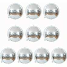 10个银色4D气球，适合新年、生日、情人节装饰