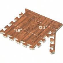 - Alfombrilla de espuma EVA entrelazada, de madera oscura 12 azulejos, 12 pies cuadrados, antideslizante, amortiguador de sonido - Negro - Ver 6