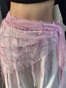 女士肚皮舞服装套装 - 亮片流苏肚皮舞臀巾、泰式/阿拉伯舞裙腰带、舞蹈服饰及配饰、圣诞夜/圣诞节/新年礼物、肚皮舞腰链套装、金属网腰裙、硬币腰带、波西米亚风 - 彩色 - 查看 3