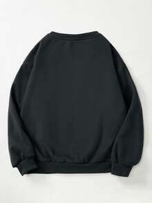 Sudadera de algodón para hombre, sudadera con estampado navideño, sudadera con hombros caídos para hombre, sudadera gruesa y cálida de cuello redondo de gran tamaño para otoño e invierno, adecuada para clima frío. - Gris niebla - Ver 4