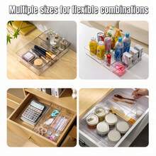 7 قطع مجموعة منظم أدراج أكريليك - أدراج ومقسمات تخزين المكتب لمستحضرات التجميل والمكاتب والتوابل المطبخية، بدون تجميع مطلوب، قابل للتكوين بحرية لتخزين الحمام - متعدد الألوان - مشاهدة 8