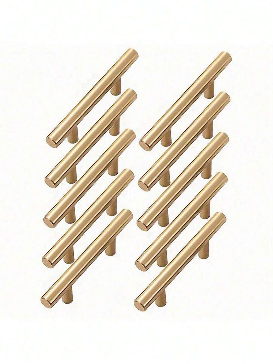 10 PIEZAS Tiradores de gabinete dorados - Manijas de gabinete de cocina, acabado en níquel cepillado, perillas de cajón de acero inoxidable, adecuados para cajones - Multicolor - Ver 1