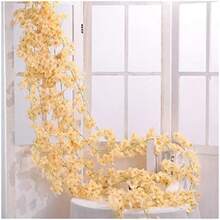 Mumusuki Flor de Seda Colgante Simulada, Guirnalda de Falsa Hecha a Mano, Decoración de Ratán de Flores Artificiales para Bodas, Fiestas, Hogar, Jardín, Restaurantes, Balcón(champán) - Multicolor - Ver 6