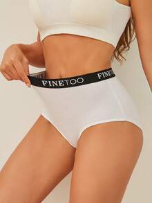 8Pcs Cotton Contrasting Belts, Fashionable And Slightly Tummy-Controlling Women's High-Waisted Briefs, Basic Women's Underwear - 彩色 - 查看 5