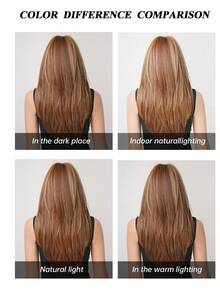 22 Inch Long Straight Platinum Brown Golden Synthetic Wig, Natural Appearance, Heat Resistant Fiber, Suitable For Women's Daily Wear, Parties And Fashion Styling - 彩色 - 查看 8