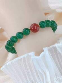 1条经典欧美风时尚玛瑙手链，搭配同色绿色玛瑙珠，夏季时尚单品 - 星星 - 查看 12