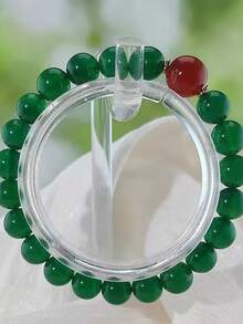 1条经典欧美风时尚玛瑙手链，搭配同色绿色玛瑙珠，夏季时尚单品 - 星星 - 查看 9