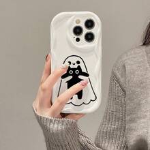 Funda de Teléfono a para 16/Pro/Plus/, con un Diseño Minimalista y Estampado de Olas Crema, Compatible con 14/Plus/Pro/y 13/12/11/XS. - Blanco - Ver 3