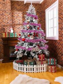 1 Set/2 Pieces/6 Pieces 2 Meters/Extended High-Density Madder Dyed Party Easter Party Decoration Fluffy Purple Metal Wreath, Christmas Foil Metal Wreath Decoration, Suitable For Christmas Trees, Tree Skirts, Staircase Decorations