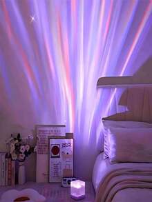 Luz de proyección de olas oceánicas, luz de cubo LED de 16 colores con control remoto, efecto de ondulación de agua 3D, iluminación ambiente romántica, adecuada para habitaciones de niños, meditación, relajación, baños y luces nocturnas. Esta luz de proyección de olas oceánicas cambiante de 16 colores es regulable y resistente al agua, viene con un control remoto y presenta efectos de iluminación de llama giratoria y ondulación del agua, adecuada para decoración de cuartos de ducha, baños y dormitorios. (Enchufar) - Multicolor - Ver 5