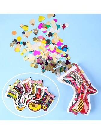 10/15/20个装炫彩五彩纸屑炮 - 彩色PET塑料派对装饰品，带星星、爱心和砰砰声设计，适用于婚礼、生日、圣诞节、新年、万圣节 - 嘉年华派对用品及礼品，派对装饰用品，庆典必备，趣味图案，最佳选择