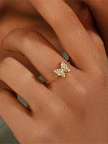 1 chiếc nhẫn bạc 925 kiểu dáng tối giản độc đáo hình học đính đá Cubic Zirconia, trang sức thanh lịch phù hợp cho nữ giới đeo hàng ngày hoặc làm nhẫn cưới. - Vàng - Xem 9