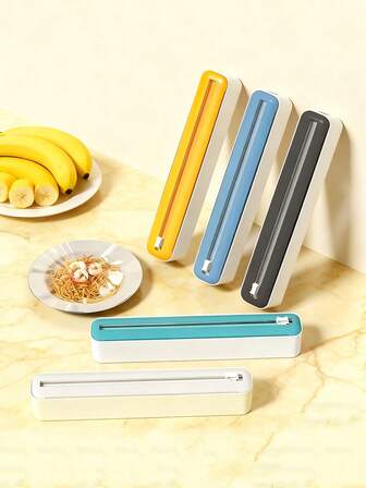 1 st plastfolieskärare, magnetisk sugtyp återanvändbar matfolieskärare, plastfoliedispenser med glidskärare, för kök, restaurang, stormarknad, för förpackning av frukt och grönsaker, kökstillbehör