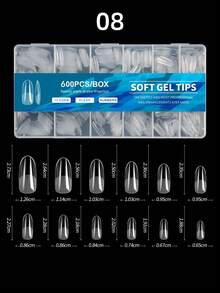 600Pcs Full Cover Press On Nail Tips Stiletto Almond Square Coffin French False Fake Soak Off Gel Nail Extension Tips Capsule Diy Press On Nails Nail Supplies Nails, Suitable For Beginners, Holiday DIY, Nail Salon Use - 彩色 - 查看 21