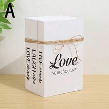 3pcs Foldable Simple & Rustic Fake Book Decor, White Linen Rope, Farmhouse Style Coffee Table Decoration, Realistic Folding Fake Books, Cafe/Showroom Decor, Suitable As Valentine's Day Gift