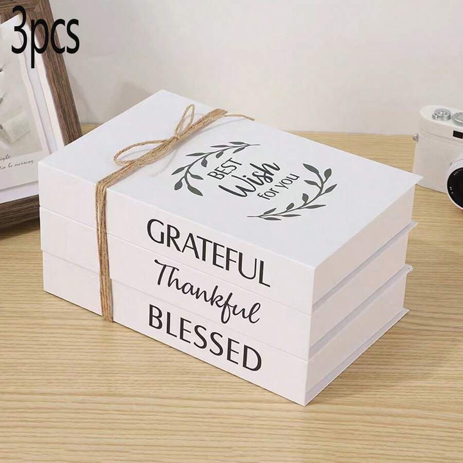 Bộ 3 sách giả trang trí, Sách trang trí sang trọng, Trang trí phòng khách, Trang trí nhà cửa, Sách để bàn cà phê, Sách trang trí phong cách hiện đại, Sách trưng bày xếp chồng, Trang trí khách sạn, Quà tặng