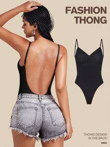 1 chiếc quần định hình không đường may dành cho nữ, kiểm soát vùng bụng, nâng mông, tàng hình, màu đen. - màu đen - Xem 6